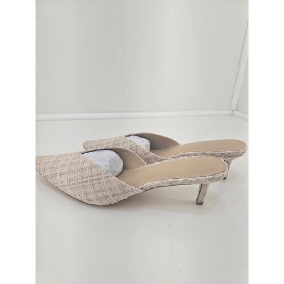 Women’s Tweed Pointed Toe Mules Pumps Size 8 Natural Multi - Picture 2 of 8